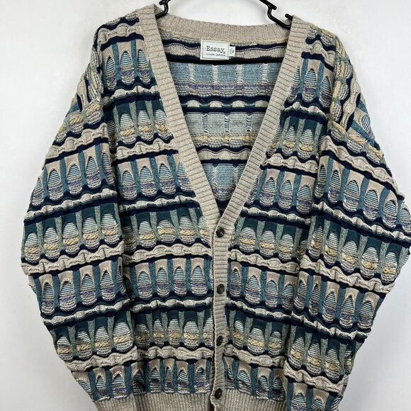 VINTAGE Essay Sweater Cardigan Coogi Style Size XL - Picture 2 of 8